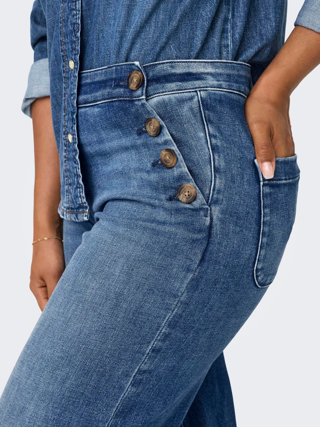 ONLMADISON Hohe Taille Weiter Beinschnitt Jeans Medium Blue Denim