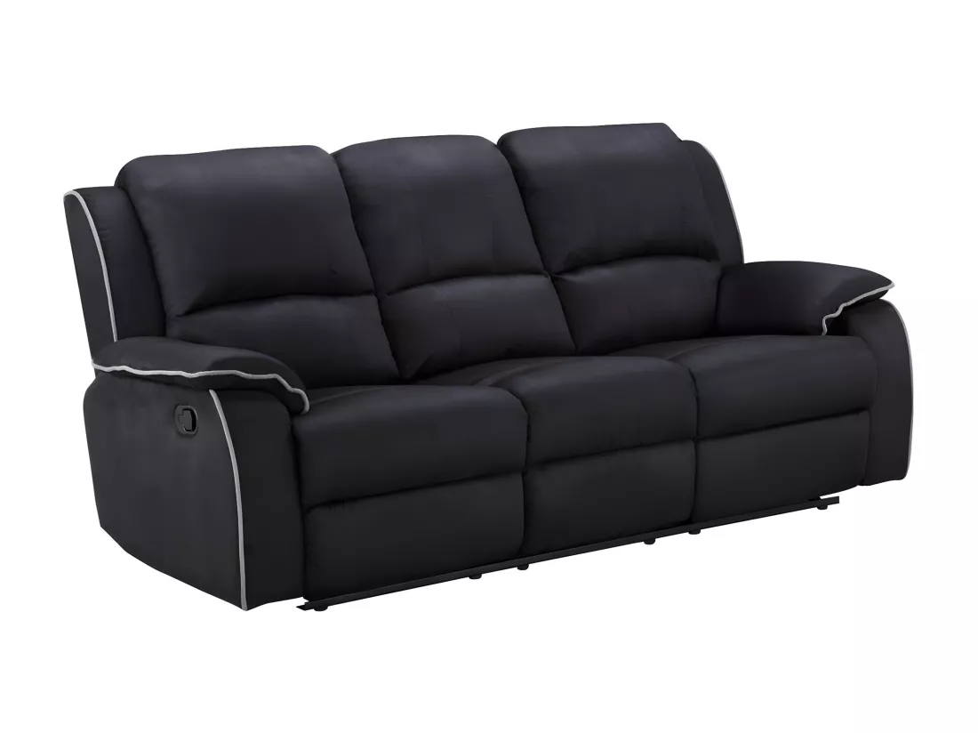 Canapé 3 places relax en microfibre HERNANI - Noir