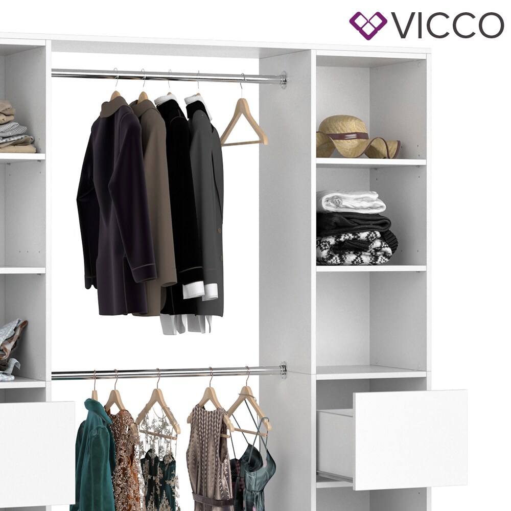 VICCO Kleiderschrank GUEST XL offen begehbar Regal Kleiderständer Schrank weiß