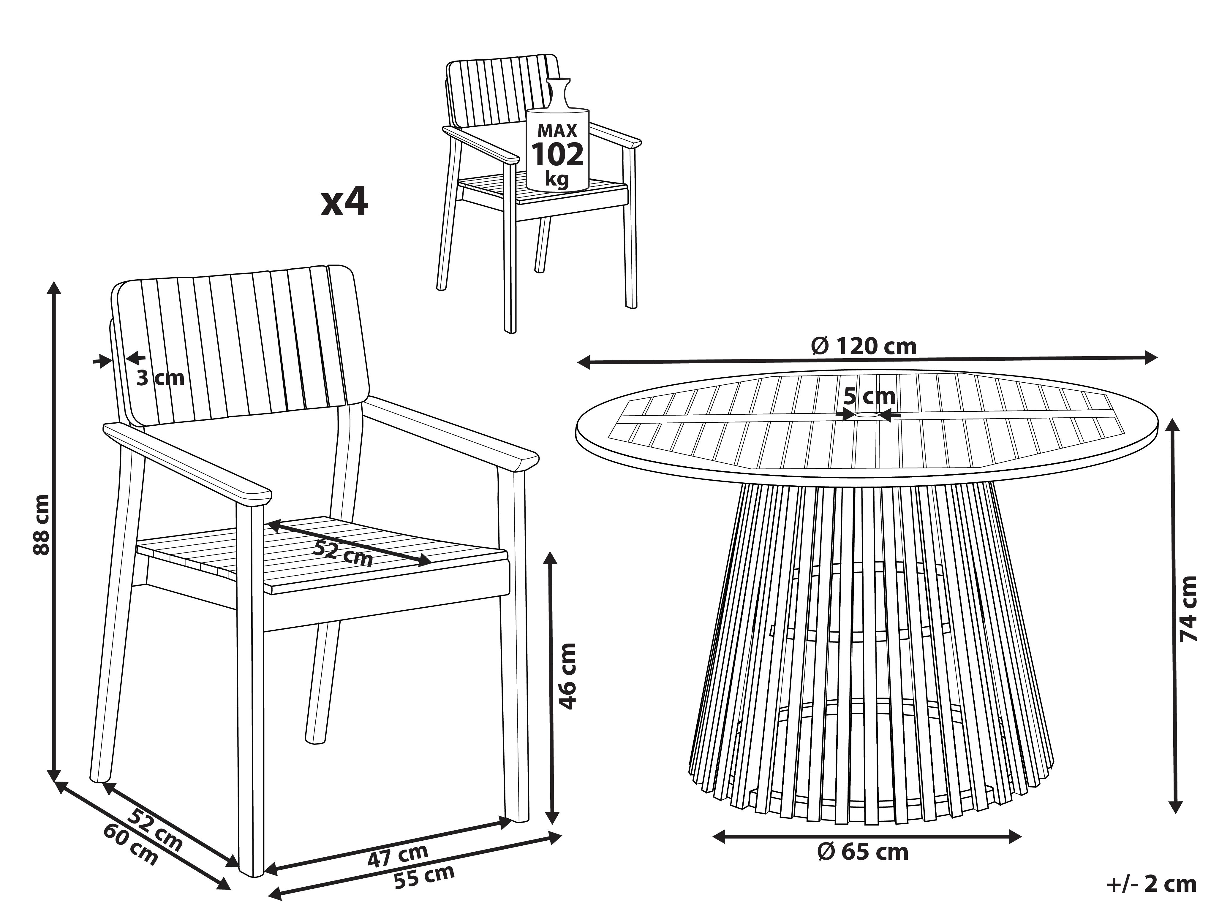 Tuinset 4-zits AGELLO Acaciahout Bruin