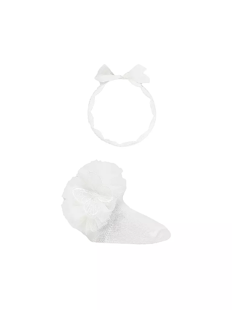 MAYORAL Baby Socken mit Haarreif weiss weiss