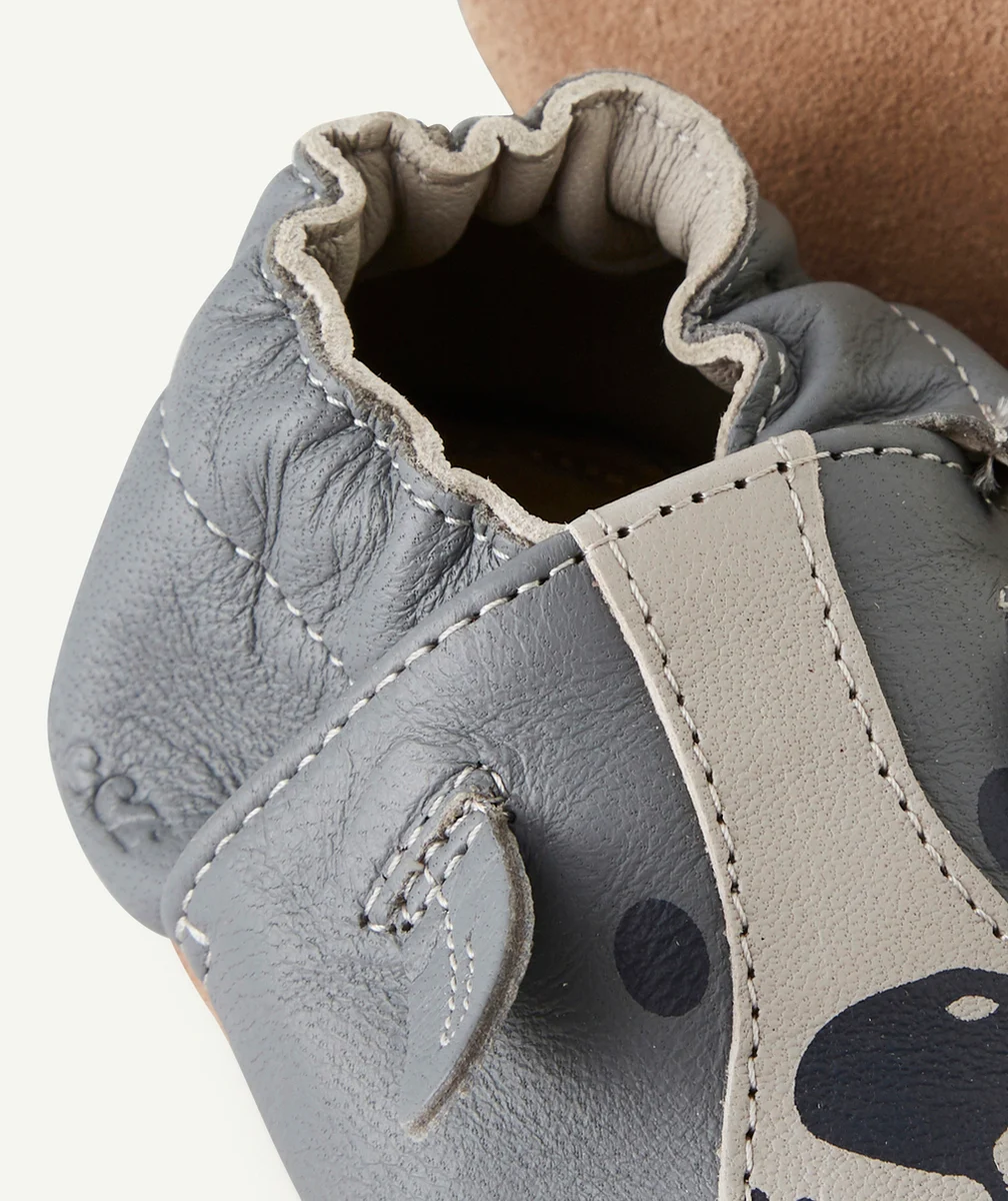 ROBEEZCHAUSSONS CHIEN GRIS EN CUIR BÉBÉ