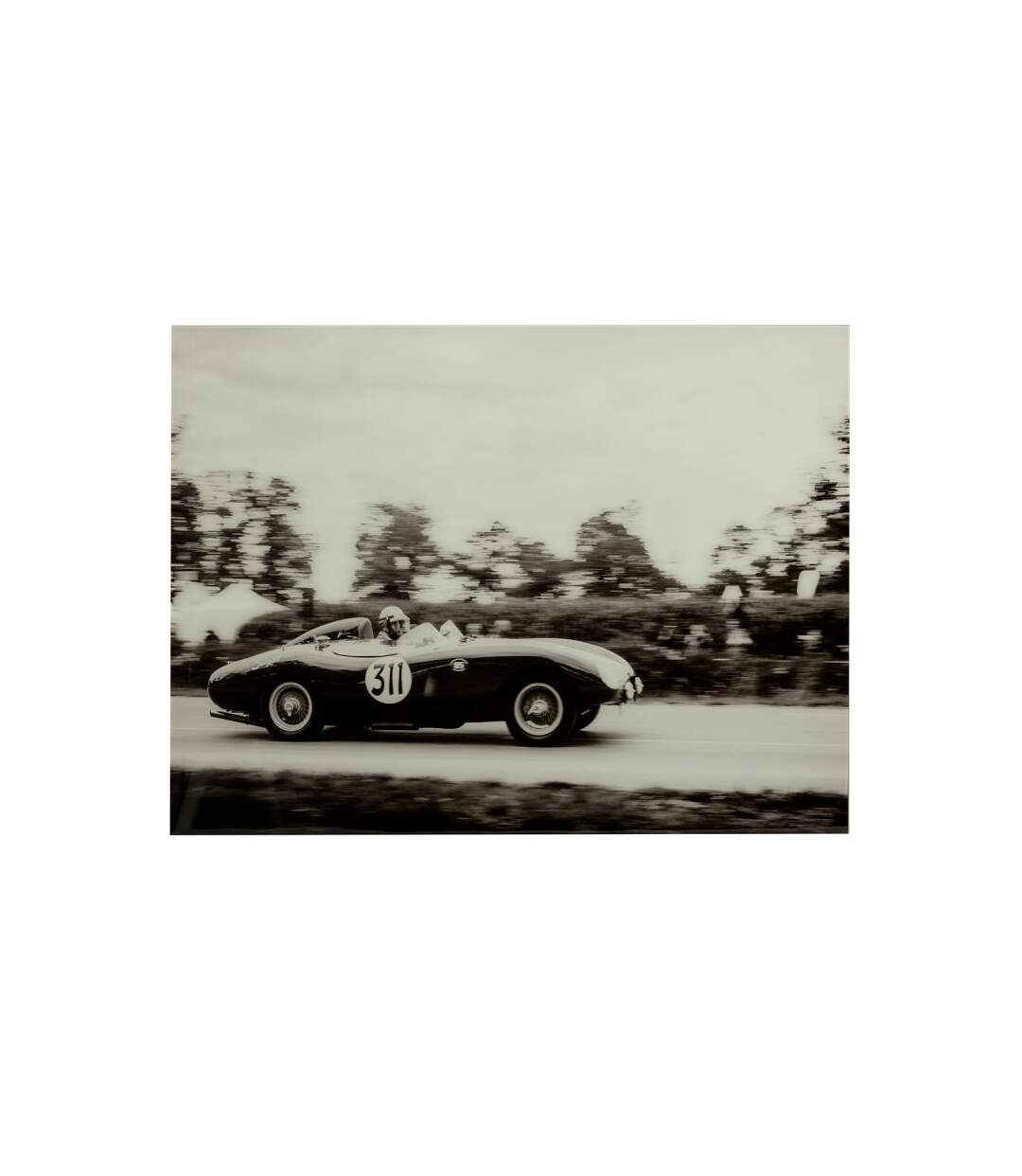 Paris Prix - Affiche Murale En Verre voiture De Course 90x120cm Noir & Blanc