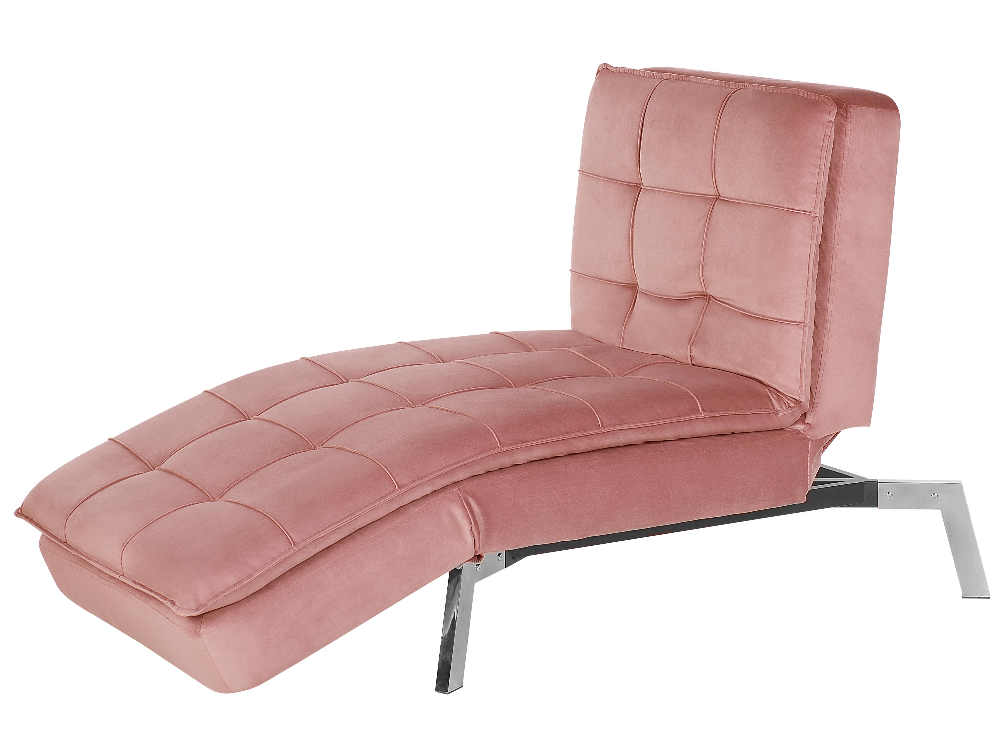 Chaise longue LOIRET Fluweel Roze