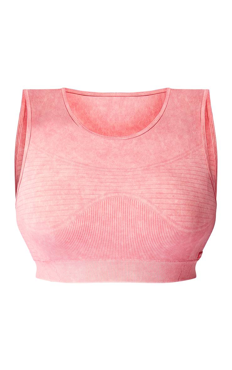 Brassière De Sport Côtelée Sans Couture Effet Délavé Acide Plt Sport Plus