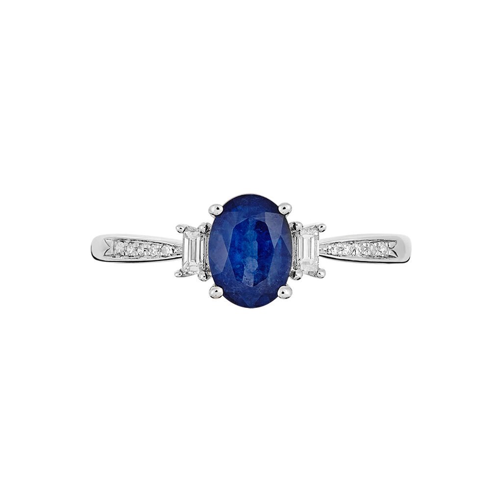 Bague Solitaire Briony Or Blanc Saphir Et Diamant