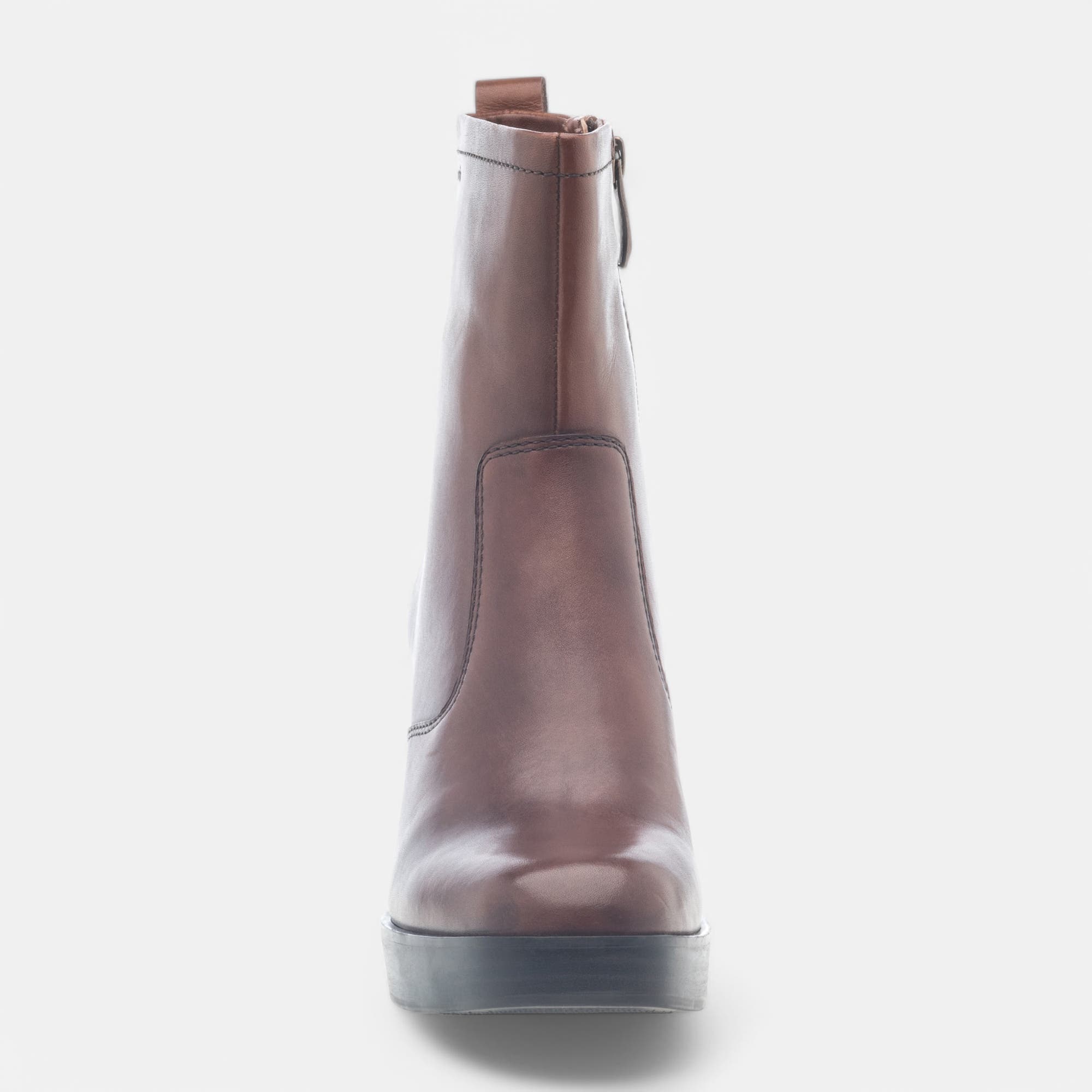 Bottines à talon Femme en cuir cognac