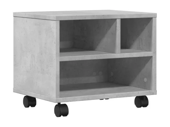 Support d'imprimante avec roulettes gris béton 41x32x34,5 cm