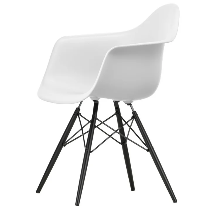 Vitra - Eames Plastic Armchair DAW RE, Ahorn schwarz / baumwollweiss (Filzgleiter basic dark)