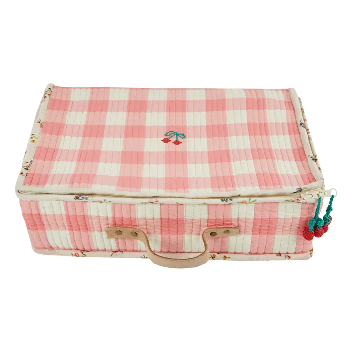Emile et Ida Valise Point de Croix Vichy | Rose bonbon