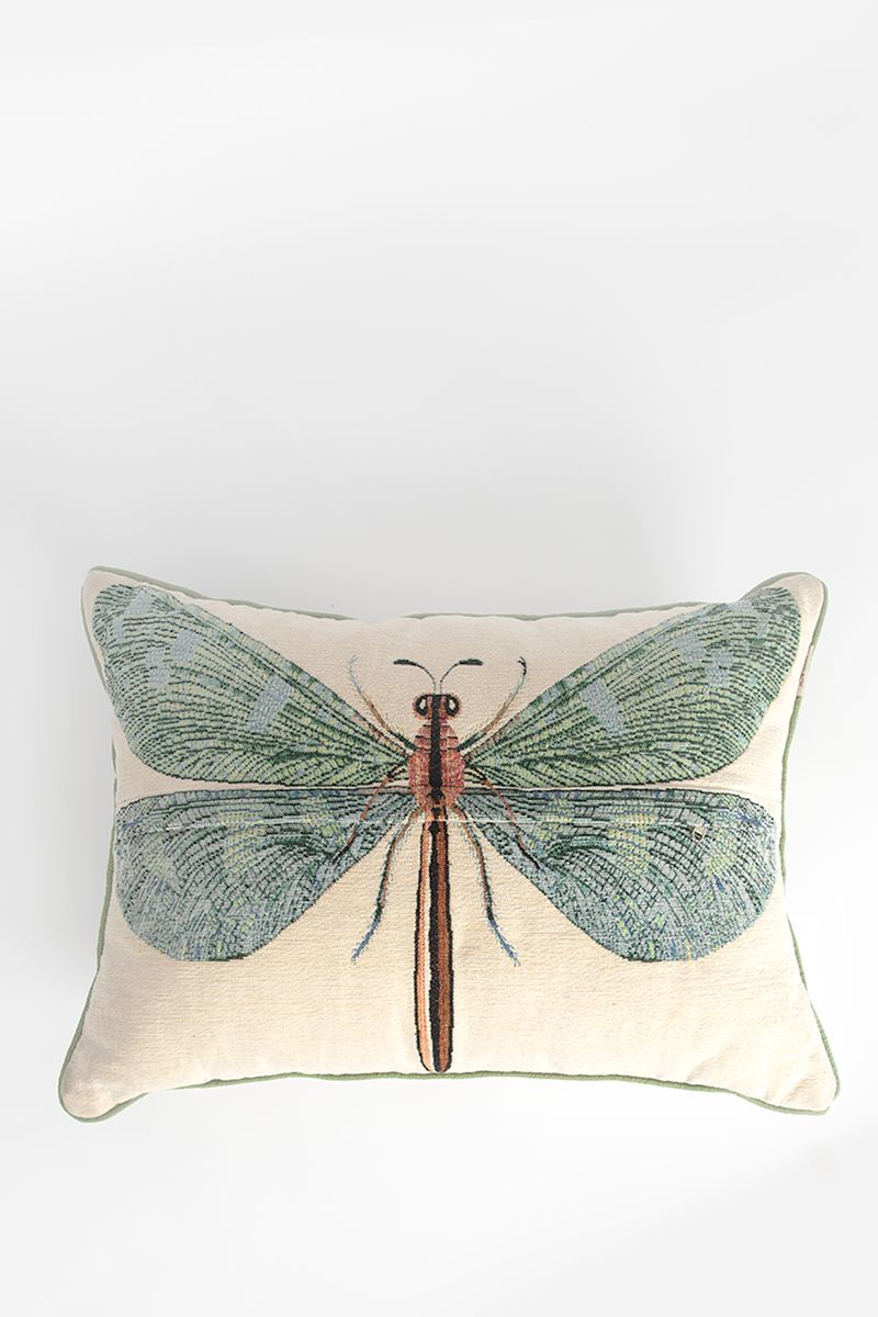 Sissy-Boy Grijsblauw jacquard kussen dragonfly