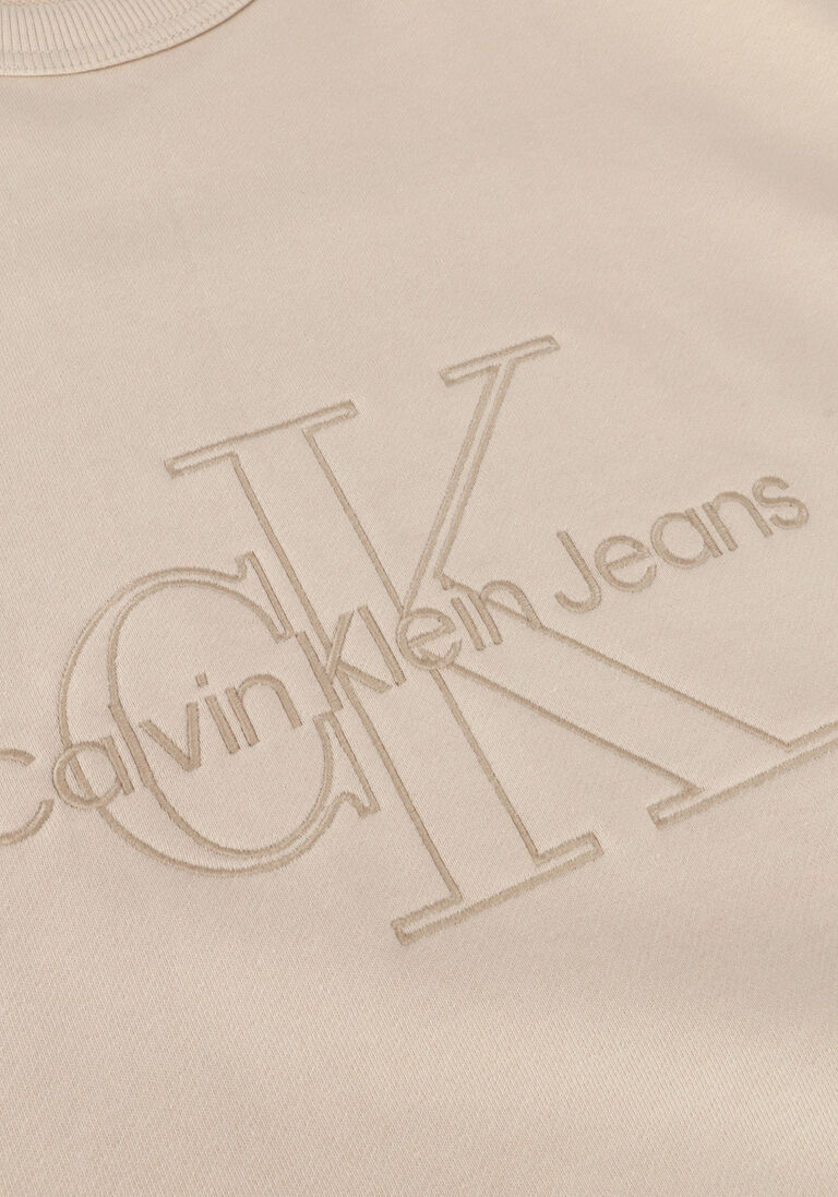 CALVIN KLEIN beige calvin klein sweater monologo washed crew neck