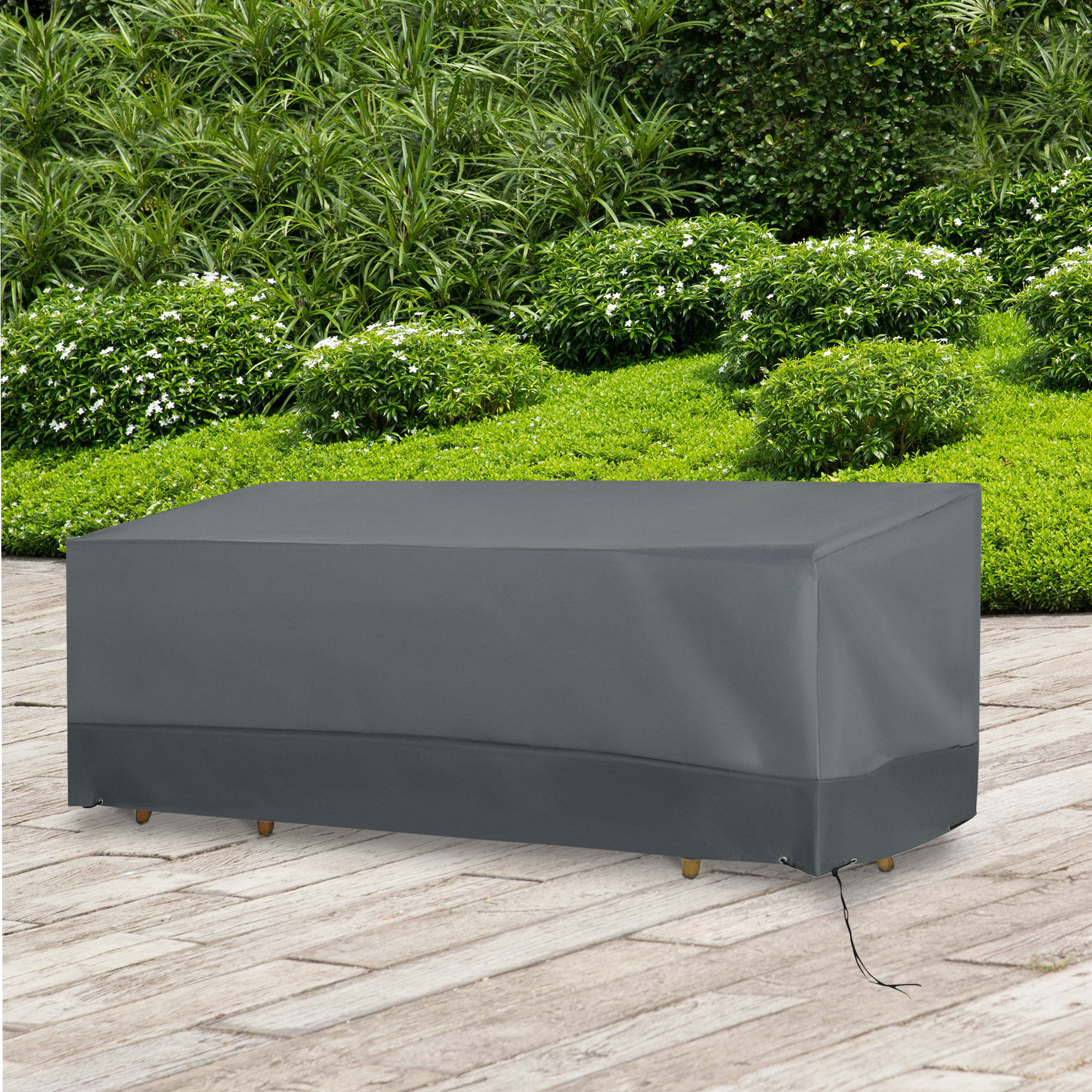 Capa protetora Outsunny para móveis de jardim, tecido Oxford 600D, capa impermeável para mesas, cadeiras, sofás e móveis de exterior com cordão e fivela, 190,5 x 72 x 76 cm, cinza.