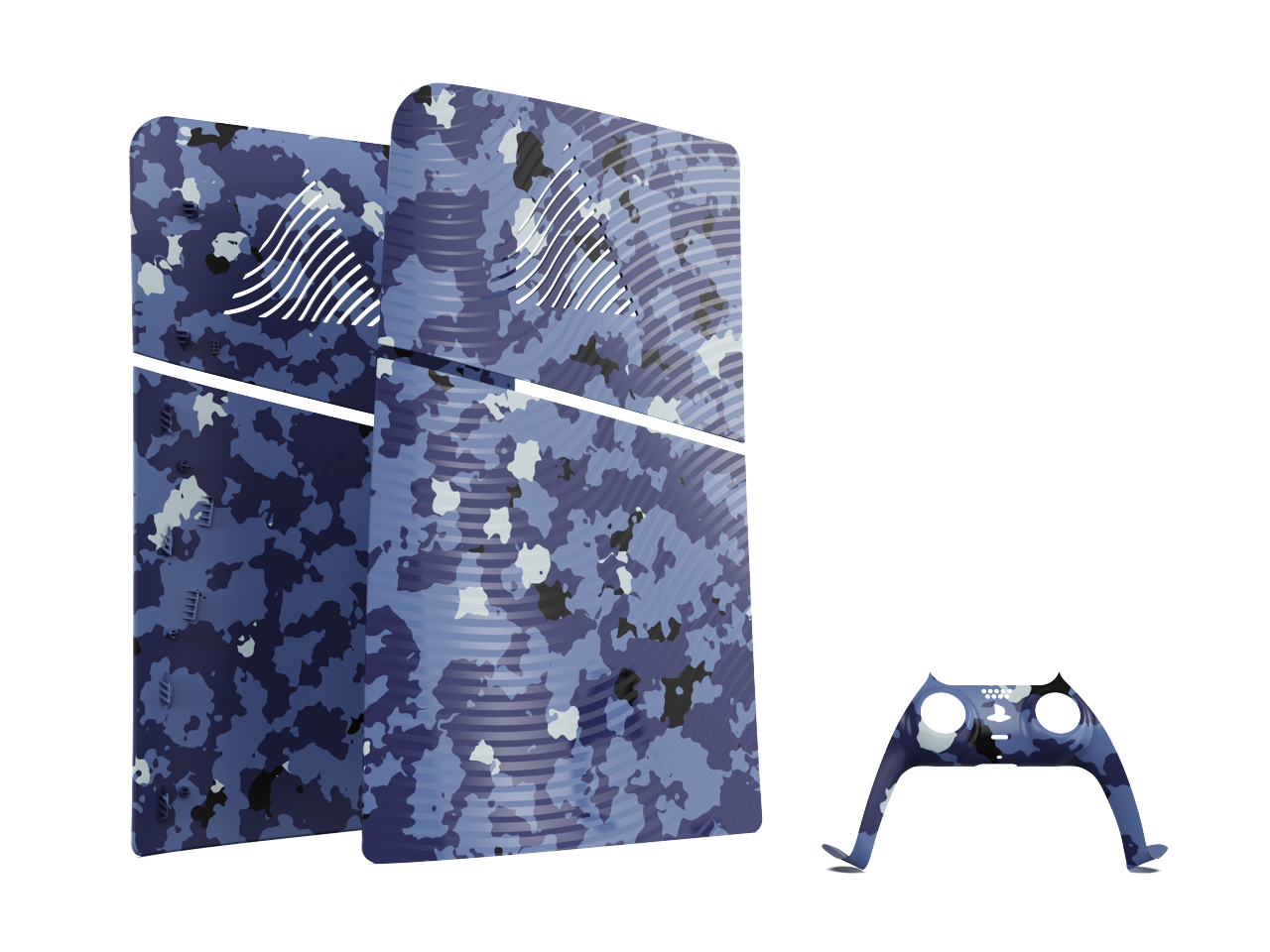 Maxx Tech PS5 Slim Faceplates + Controller Faceplates - Blue Wave Camo