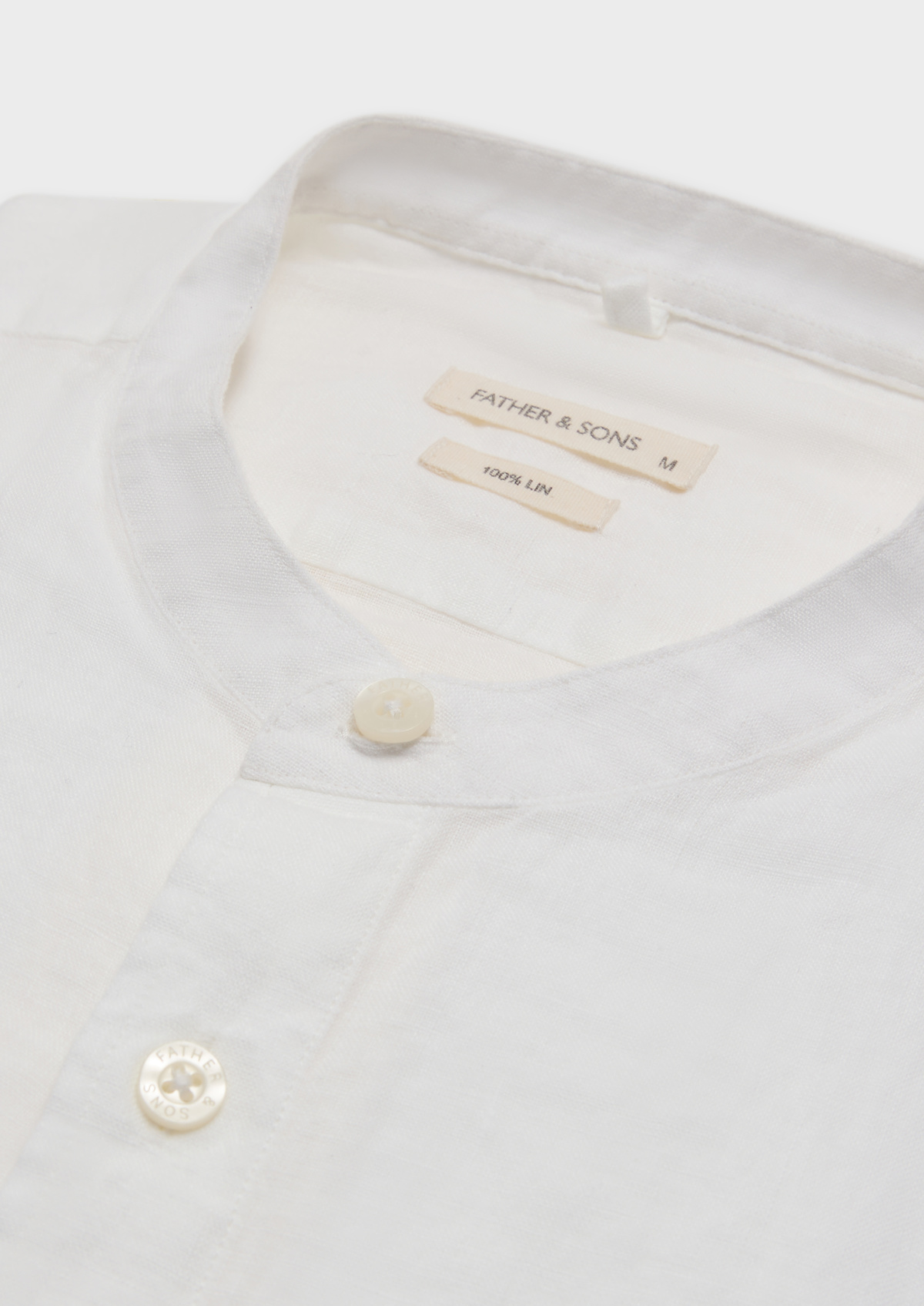 Chemise sport Slim en lin uni blanc à col officier