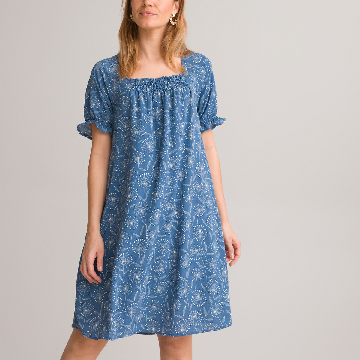 ANNE WEYBURN<br>Vestido florido, estampa floral, comprimento midi