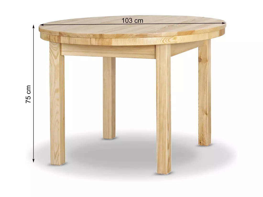 Table ronde 100 - 150 cm table extensible en bois, pin
