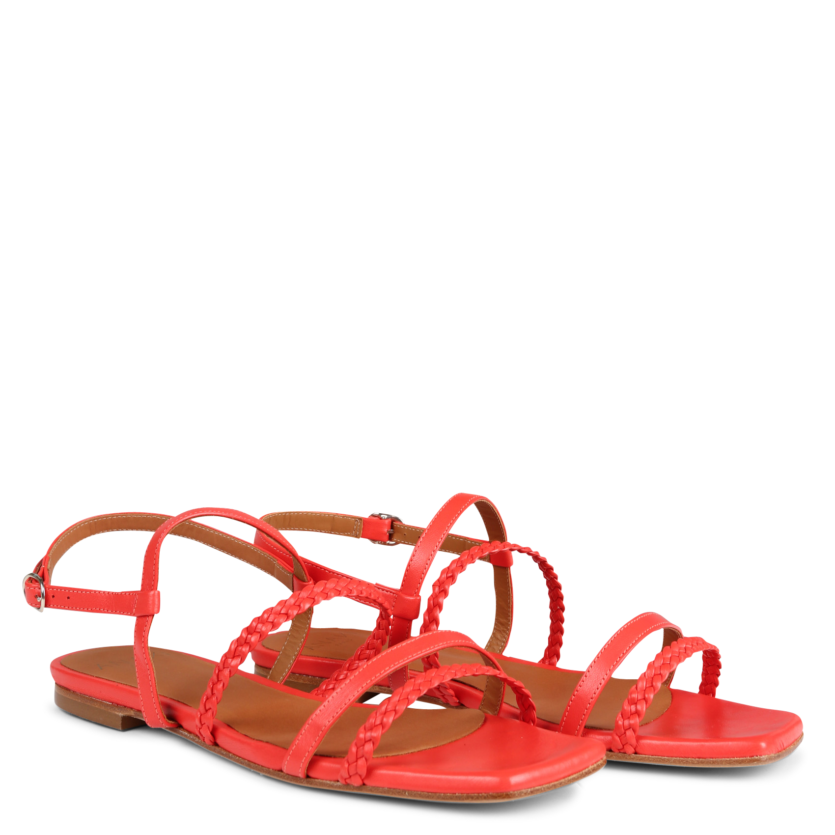 ANTONIA - Sandales plates en cuir| Rose