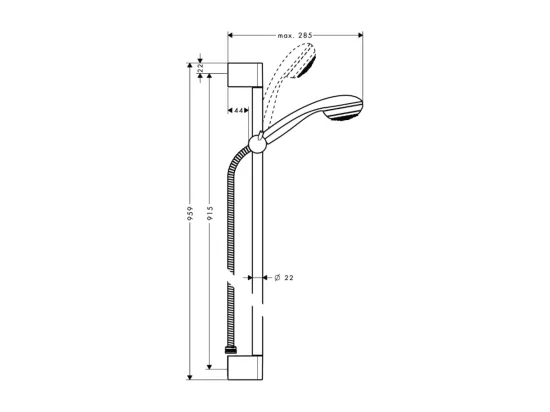 Pommeau de douche HANSGROHE Crometta 85 Mono barre 90 cm chromé