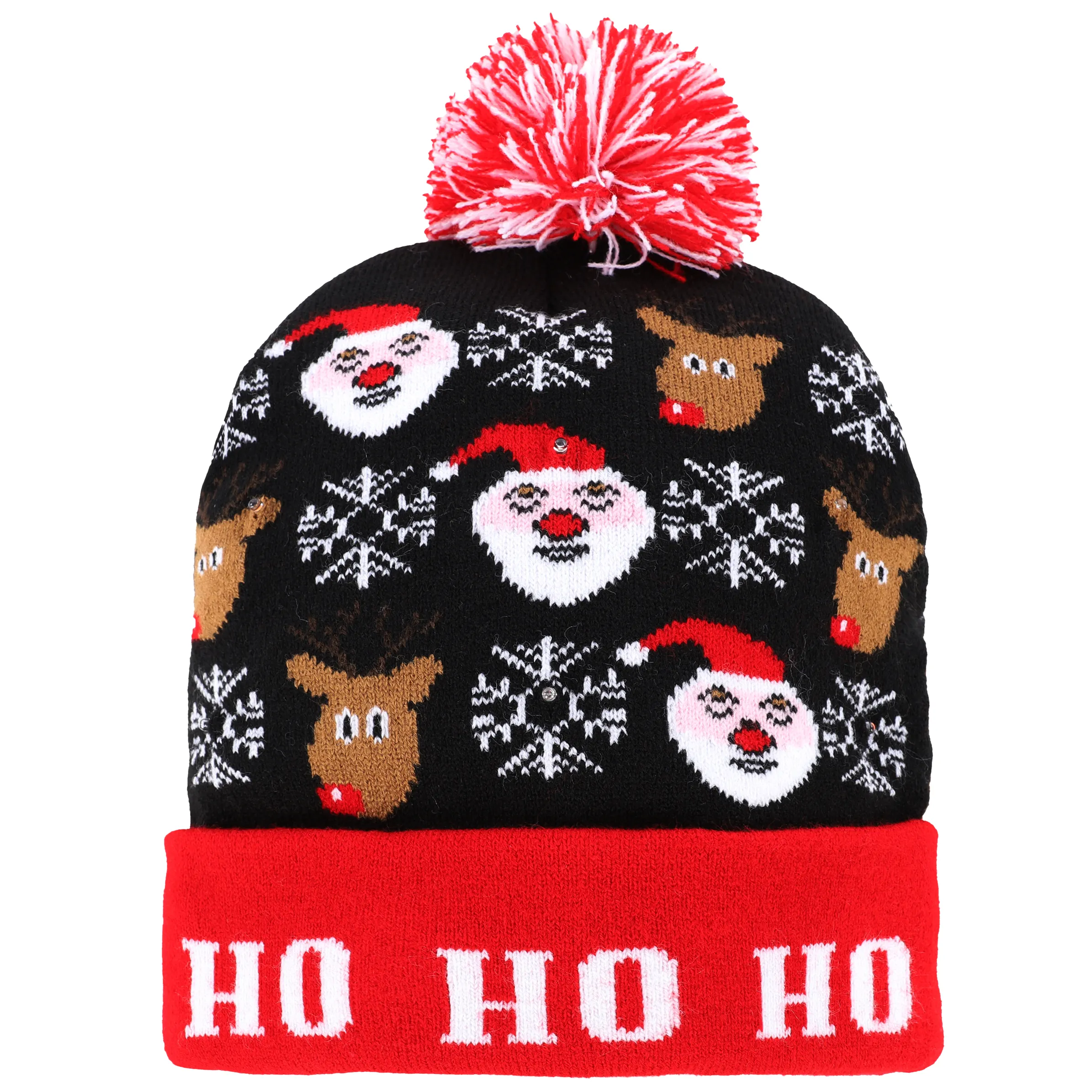 Mütze im weihnachtlichen Stil mit Bommel