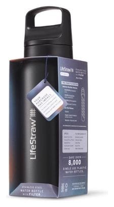 Bouteille filtre à eau LifeStraw Go 2.0 isolée en acier inoxydable 700 ml-Noir