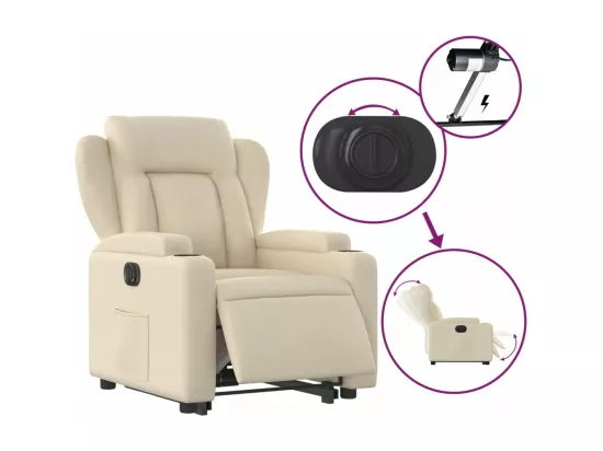 Fauteuil inclinable électrique crème tissu