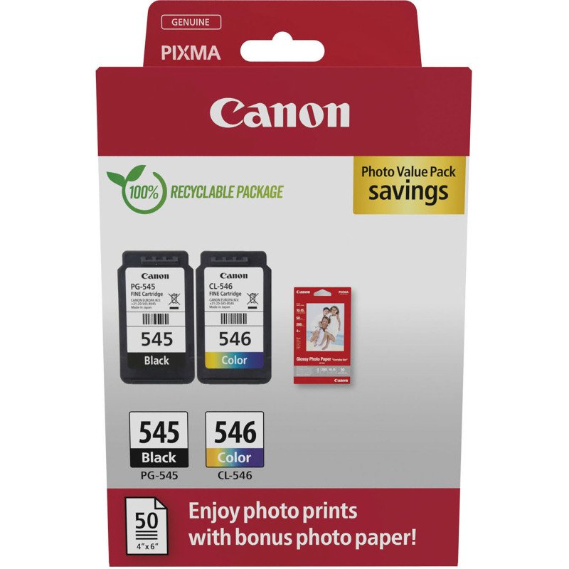 Canon PG545 CL546 Pack cartouche de 4 couleurs pour imprimante jet d'encre