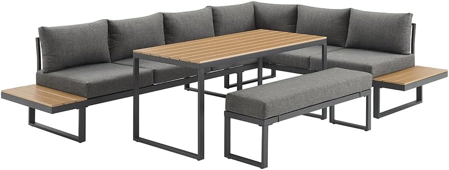Riess Ambiente Wetterfestes Gartenmöbel Set Ibiza Grand - 280cm - anthrazit - Aluminium Lounge mit Sitzpolstern Outdoor modern