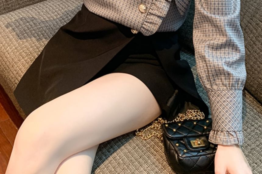 Dragan Pulse - Blouse met lange mouwen en linthals en ruitmotief