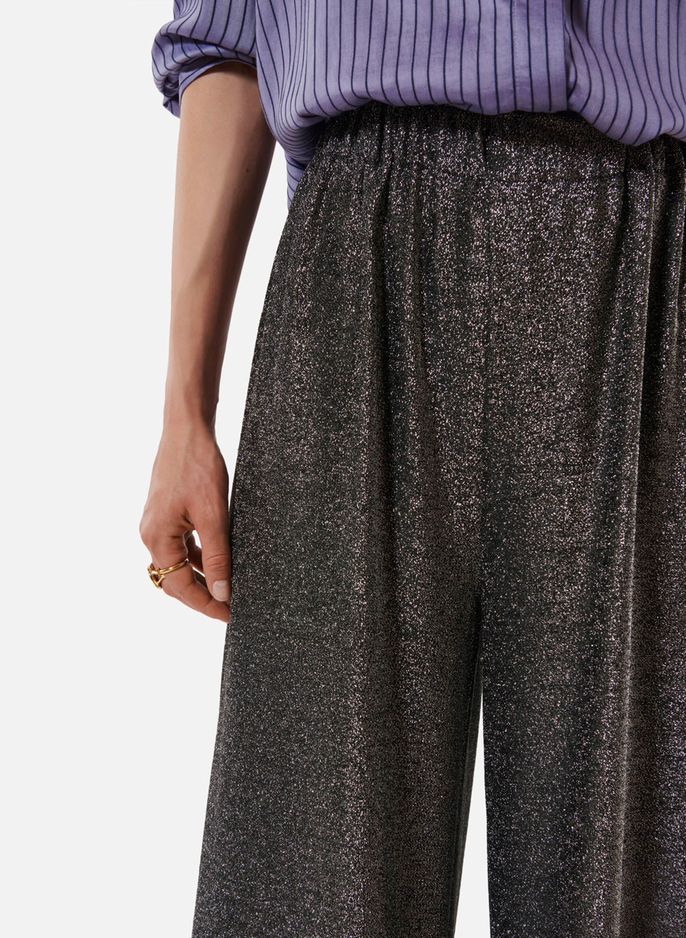 DISCO - Pantalon large en lurex| Argent