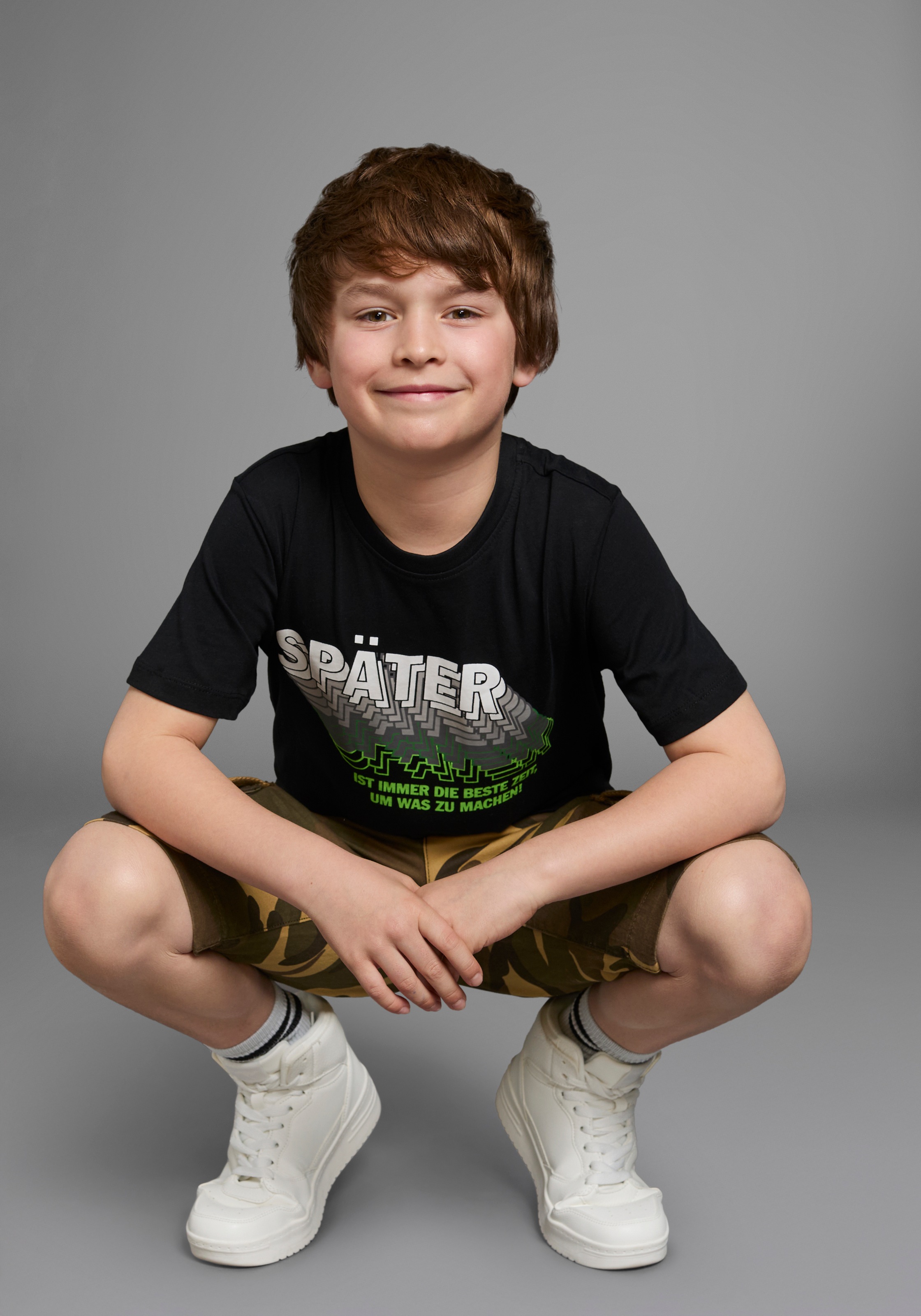 KIDSWORLD T-Shirt »SPÄTER......«, Kurzarm,  perfekte Passform,  mit coolen Statements und Sprüchen