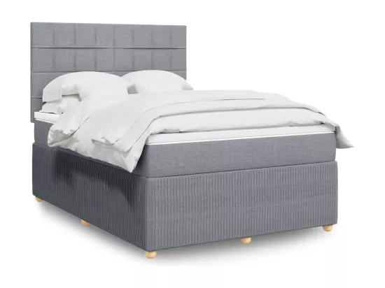 Sommier à lattes de lit avec matelas Gris clair 160x200cm Tissu