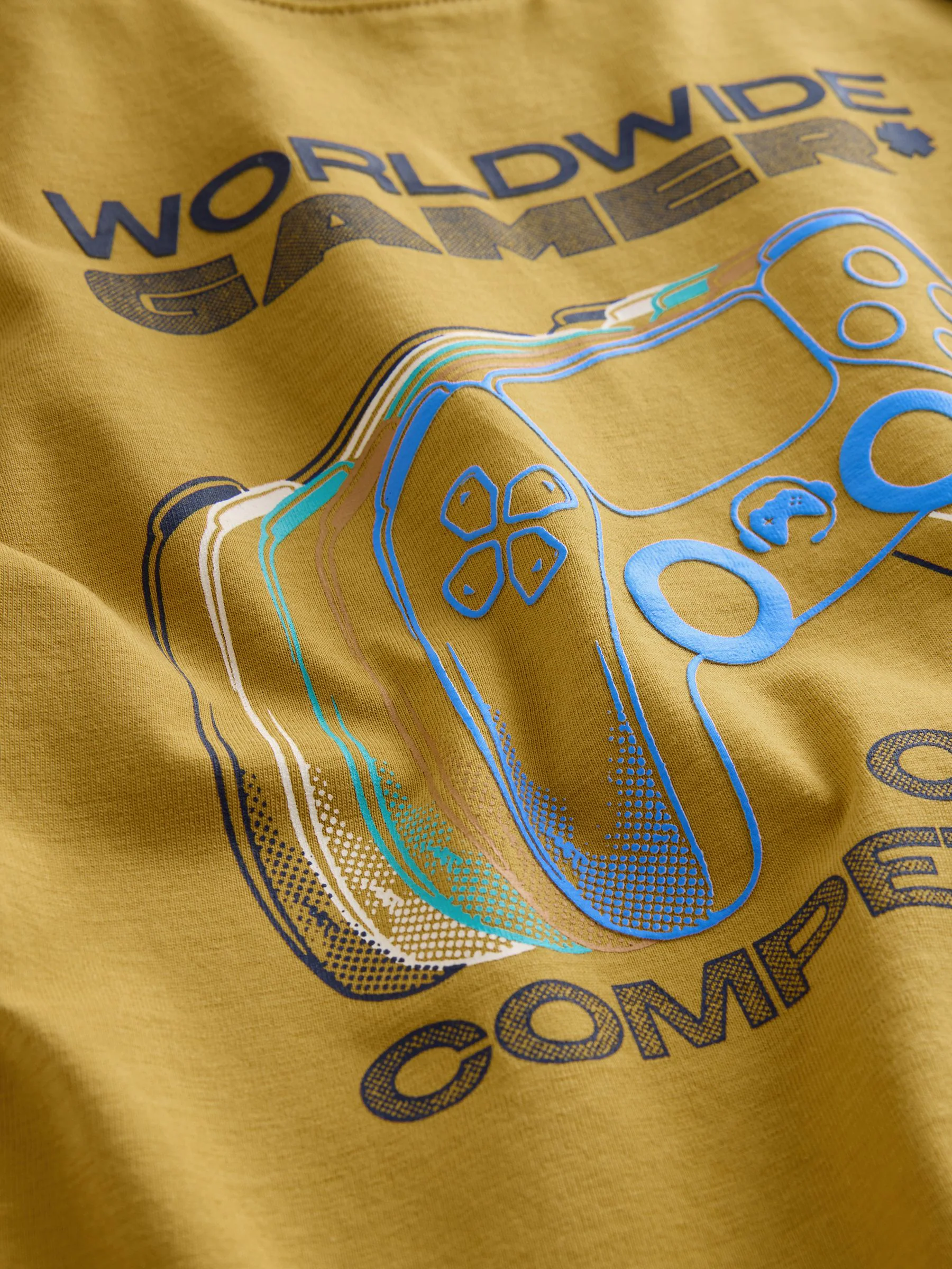 Blauw/groen/geel - Regular fit T-shirts met grafische print en korte mouwen 3 stuks (3-16jr)