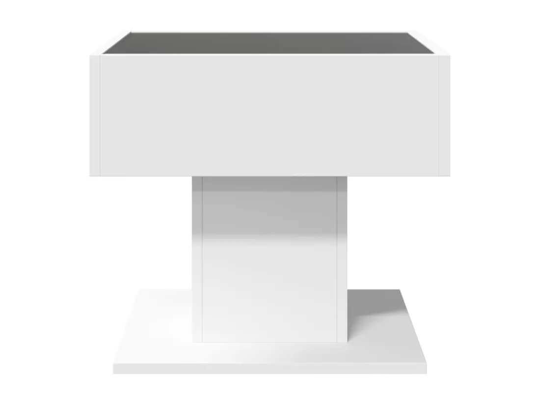 Table basse avec LED blanc 50x50x45 cm bois d'ingénierie