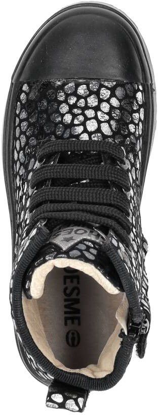 Shoesme Veterschoen hoog zilver