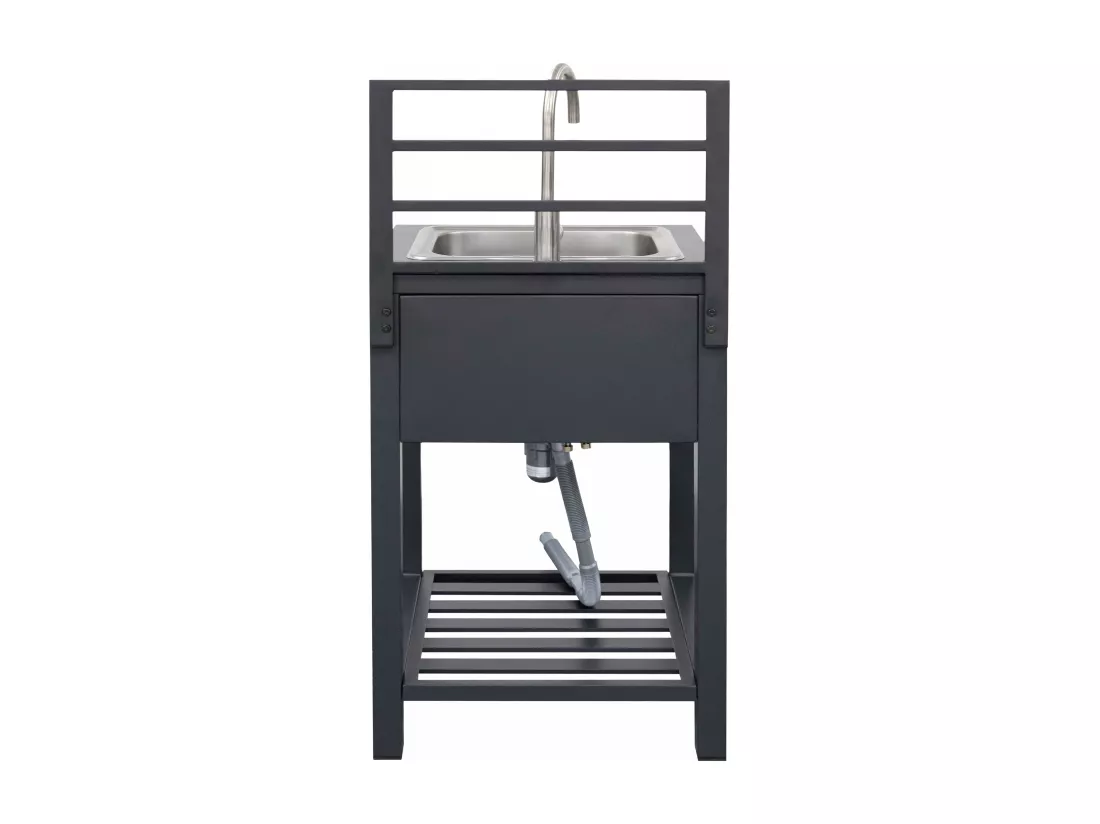 Meuble évier cuisine extérieure aluminium et résine tressée