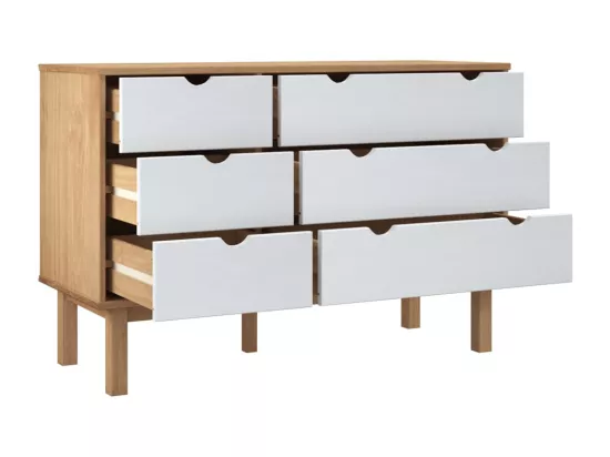 Commode OTTA marron et blanc 111x43x73,5 cm bois de pin massif