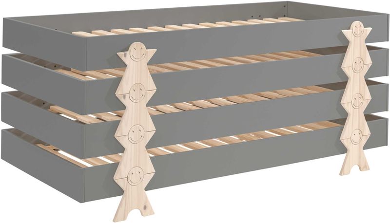 Vipack - Modulo - Eenpersoonsbed - Grijs - Stapelbaar - 90x200 cm