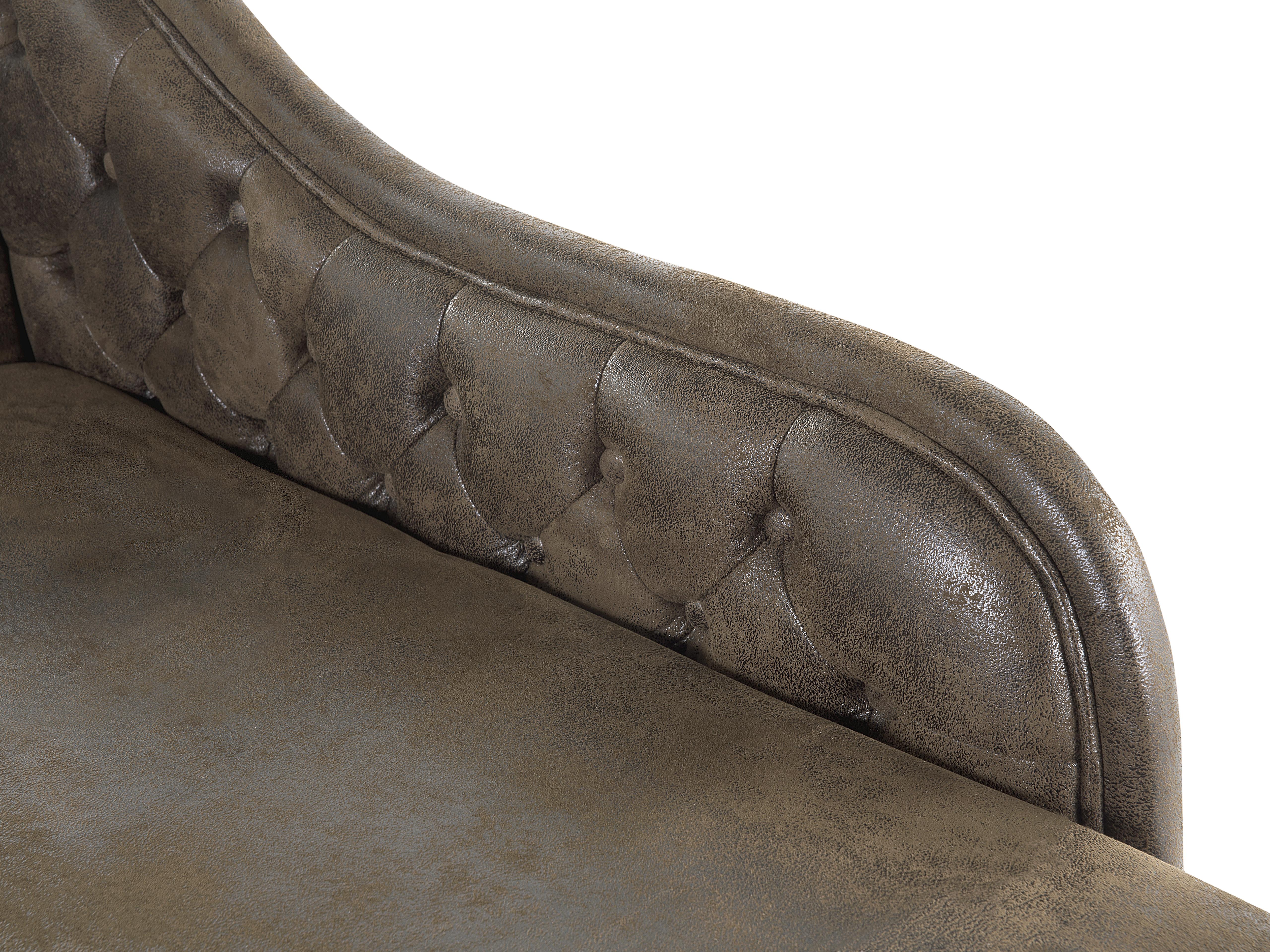 Linkszijdige chaise longue NIMES Kunstsuède Donkerbruin