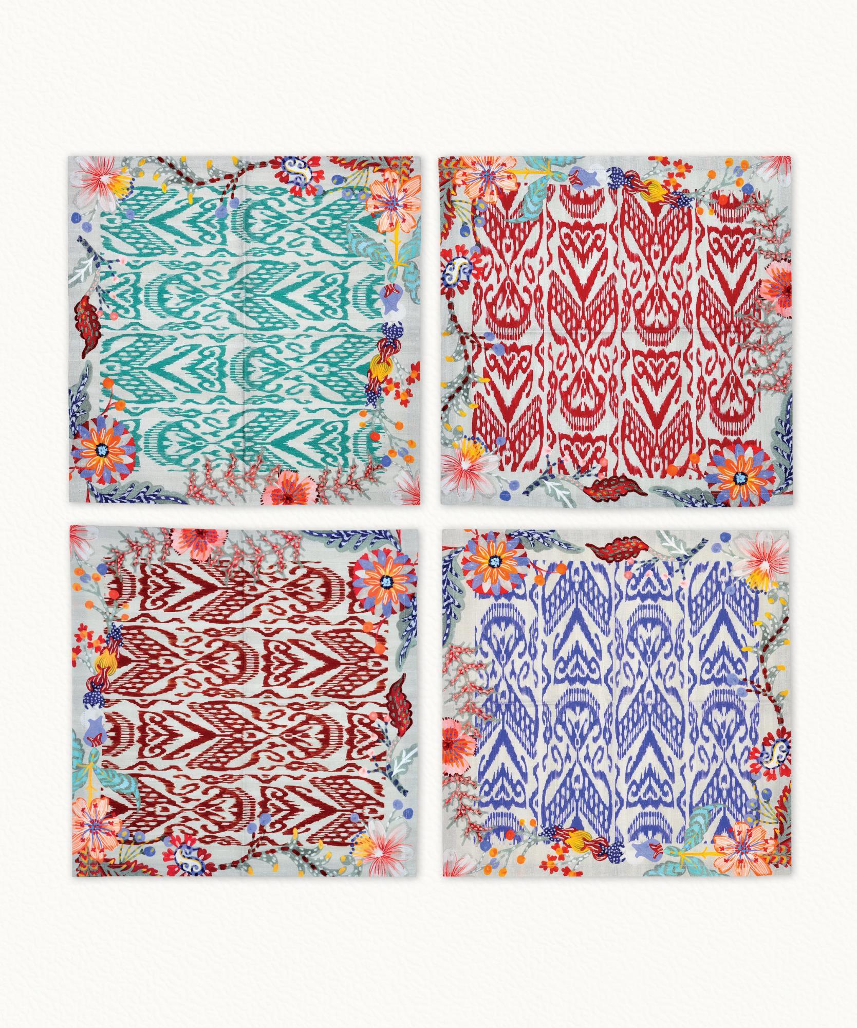 4 Serviettes Fleurikat  100% Coton - 40 x 40cm