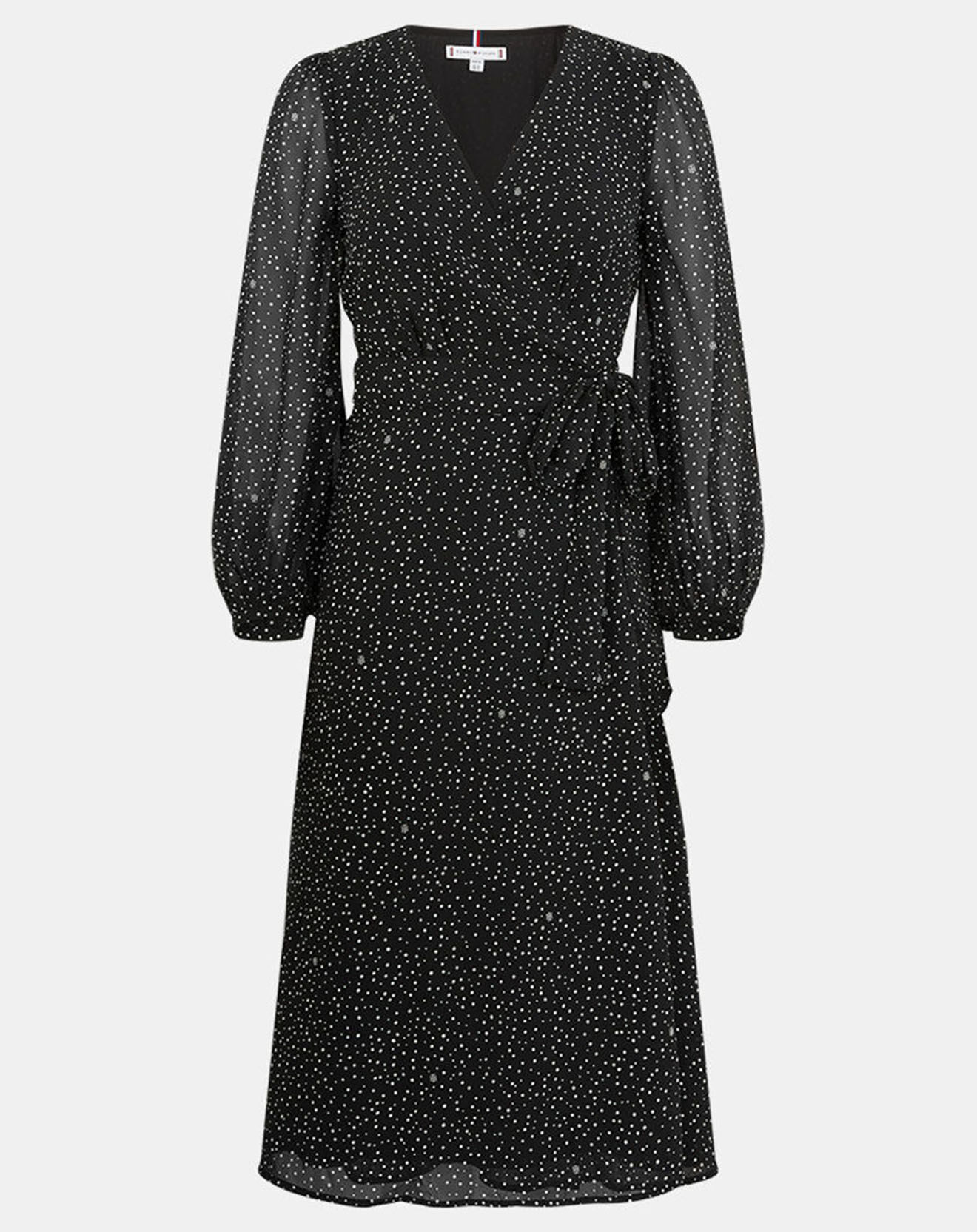 Tommy Hilfiger Robe Georgette Wrap imprimée noire