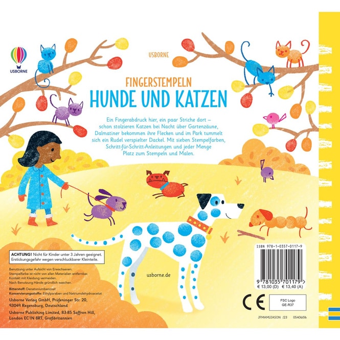 Fingerstempeln - Hunde und Katzen - mit 7 Fingerstempelfarben