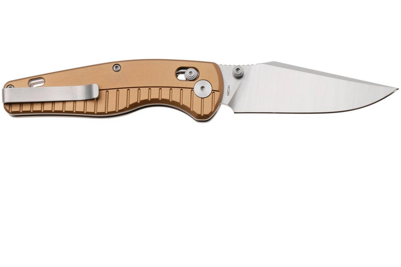 QSP Knife Reptile QS165-A1 Satin 14C28N, Champagne Aluminium, zakmes