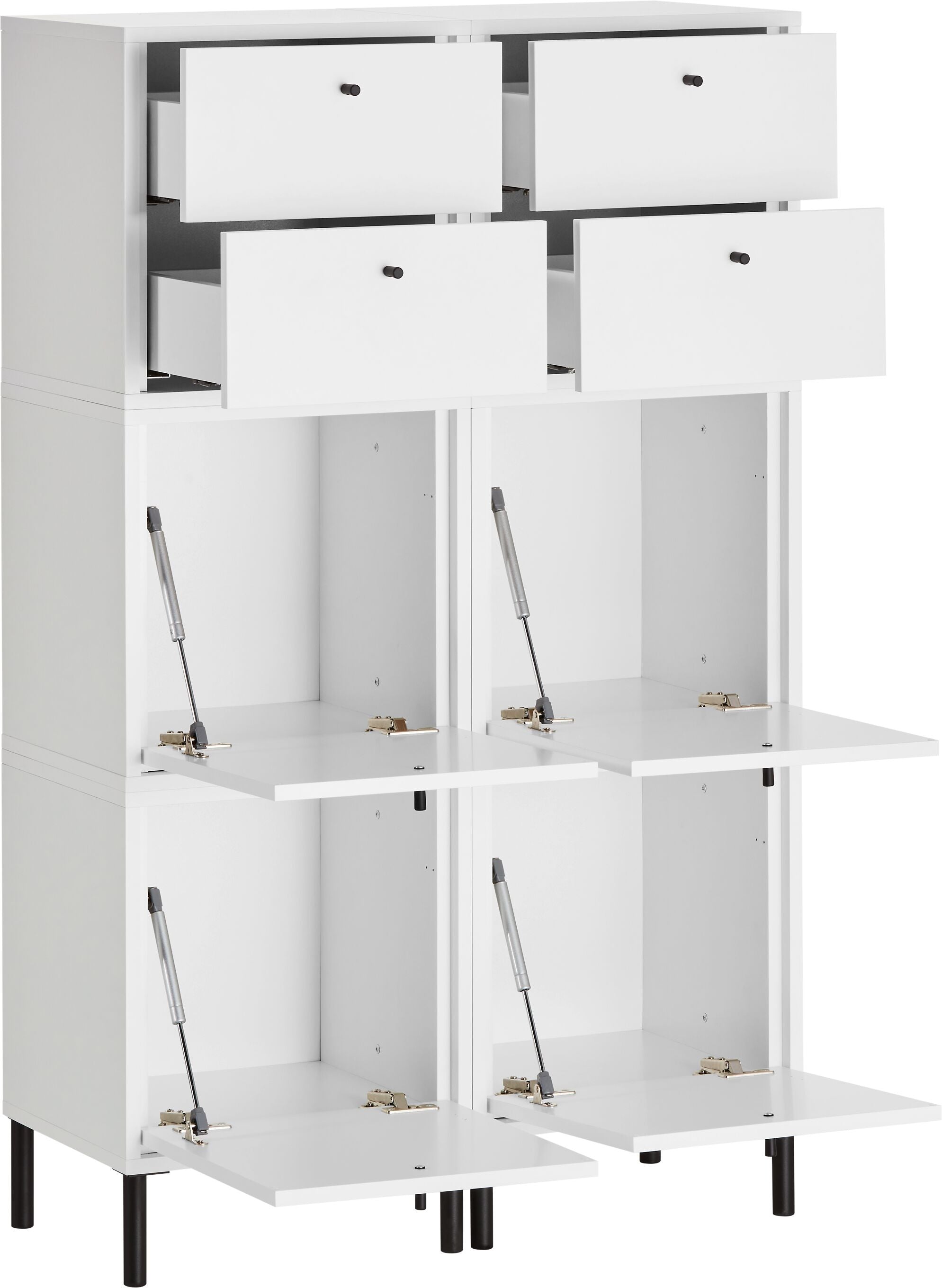 FINJA Highboard - Weiss / B: 80.0 cm x T: 36.0 cm x H: 132.0 cm