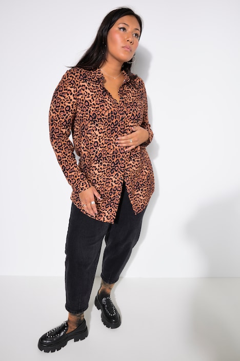 Hemdbluse, Boxy Shape, Leo, Langarm