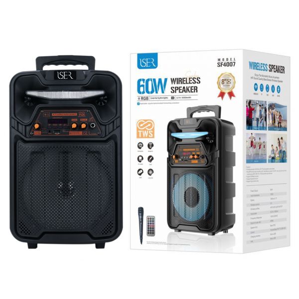 Iser Coluna Wireless Portátil com Luz led SF4007 Preto - 8435606814553