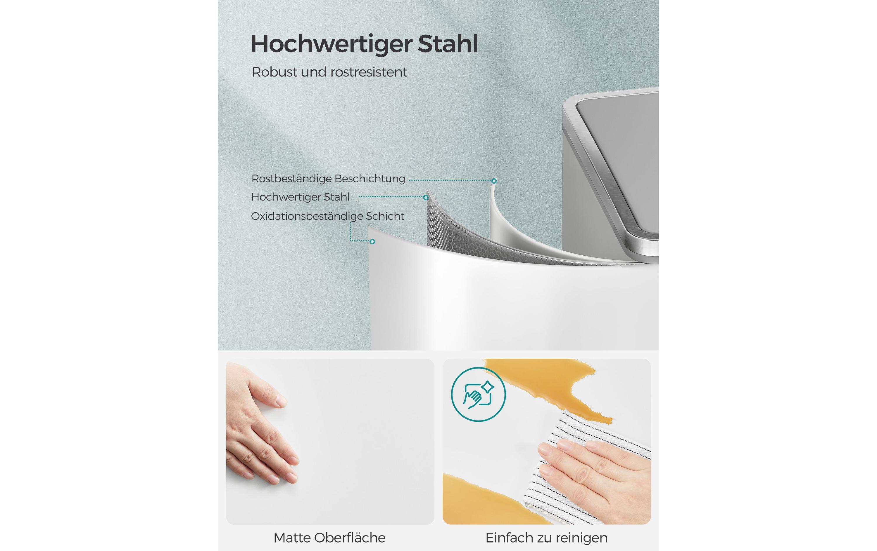Abfalleimer Mülleimer 60 l, Weiss<br>Treteimer mit zwei Fächern