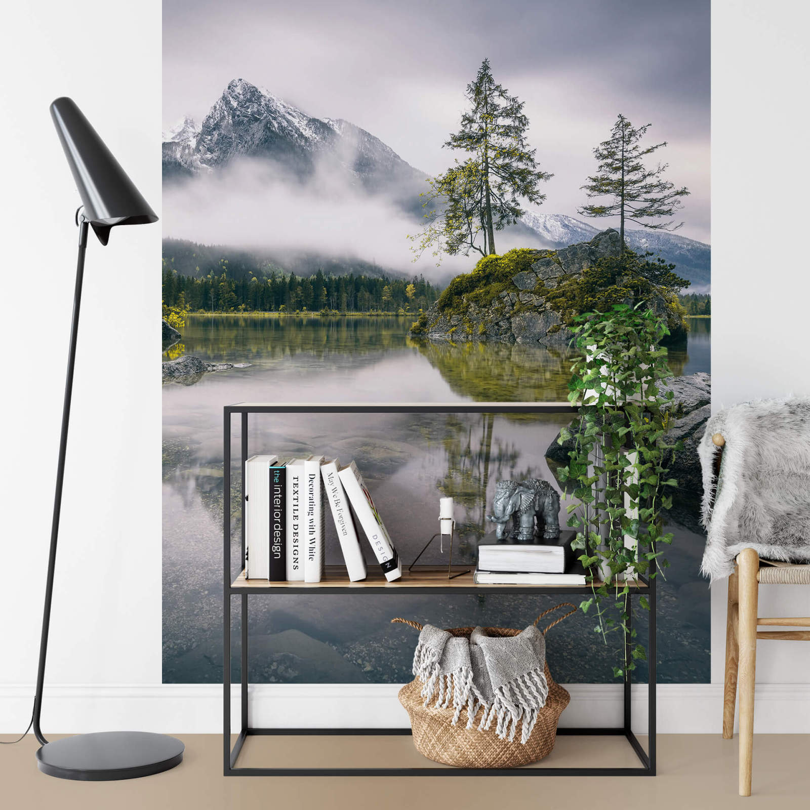 Fototapete DESIGNWALLS 2.0 - grün-grau - See - 2,6 Meter