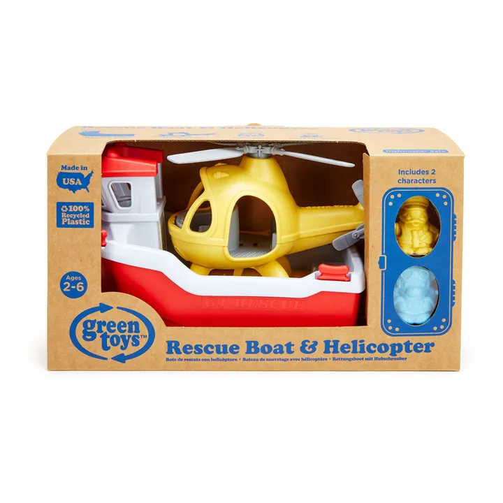 Green Toys Bateau de sauvetage et hélicoptère pour le bain