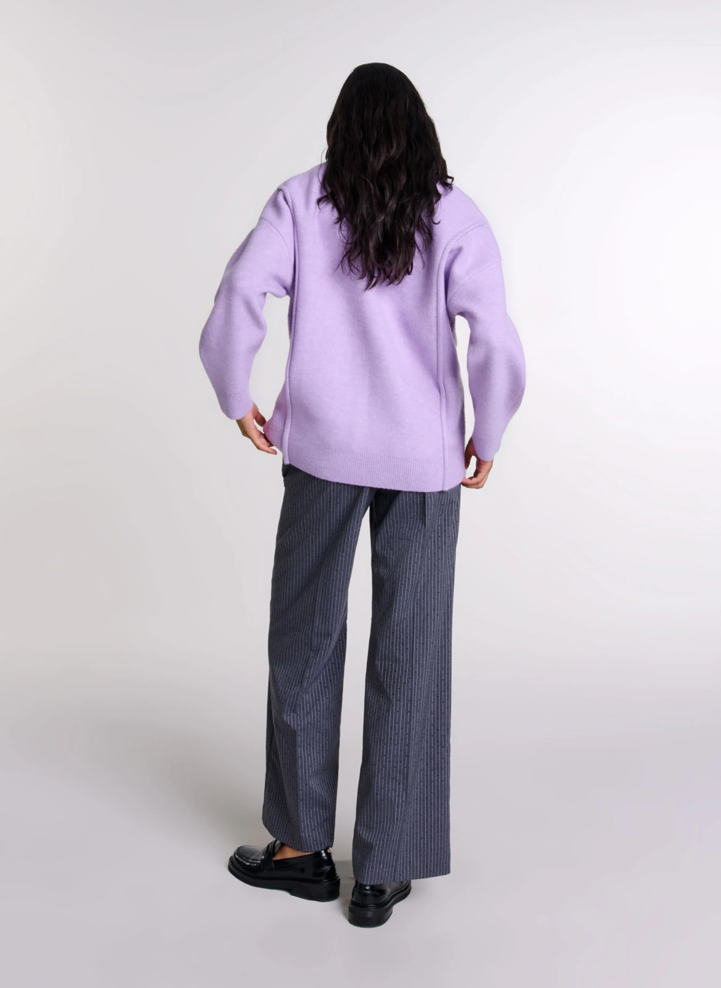 Cardigan col V ample en maille | Violet